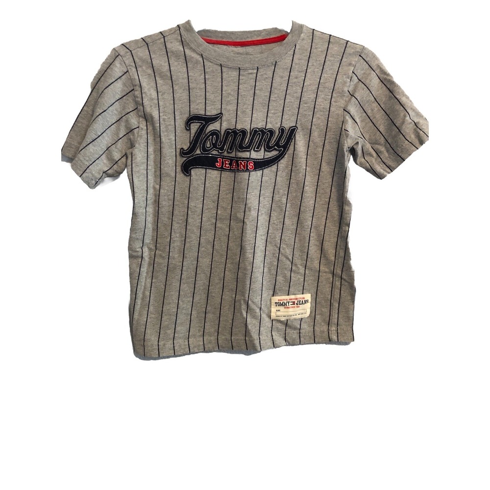 Tommy Hilfiger Jeans Striped T-Shirt Mens Size S Gray Grey Short Sleeve Crewneck